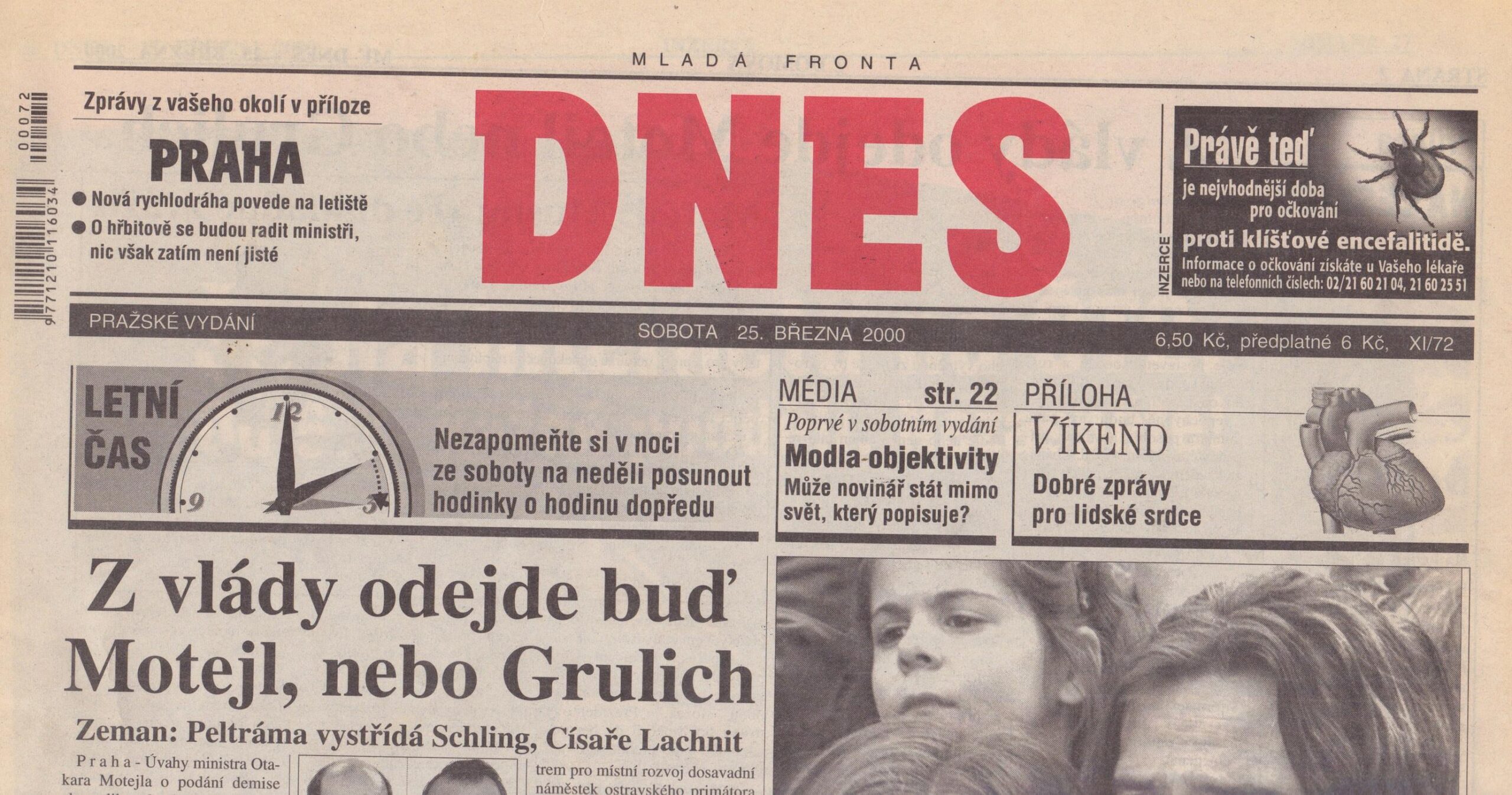Press article about Le Clan in Dnes magazine during the year 2000